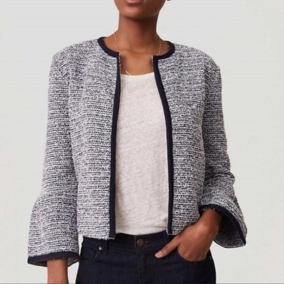 Loft Tweed Jacket Bell Sleeves Medium Petite - Picture 1 of 8